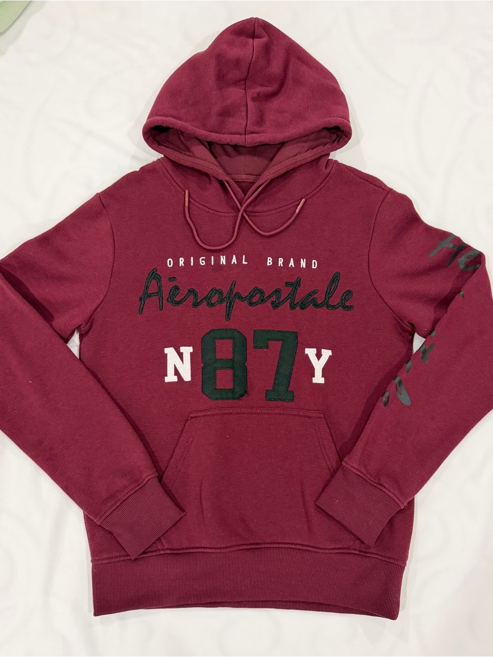 Aeropostale Men's Maroon Pullover Hoodie with N87 Logo